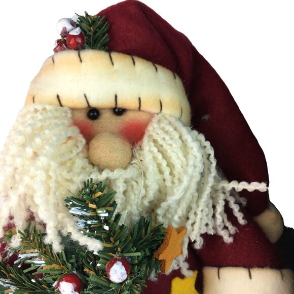 Vintage Christmas Santa Plush Weighted 11 in u Hand Painted Collectible Gift Box - Picture 3 of 7